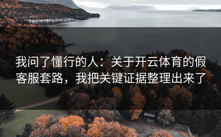 我问了懂行的人:关于开云体育的假客服套路,我把关键证据整理出来了